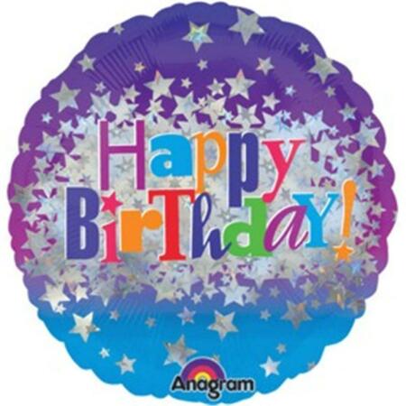 LOFTUS INTERNATIONAL 18 in. Birthday Bright Stars Holographic Balloon A2-4482